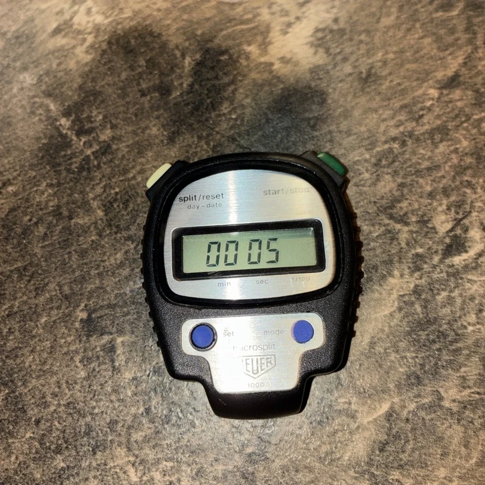 Vintage - Heuer Microsplit 1000 Digital Stopwatch Works Not Sure Of Other Modes